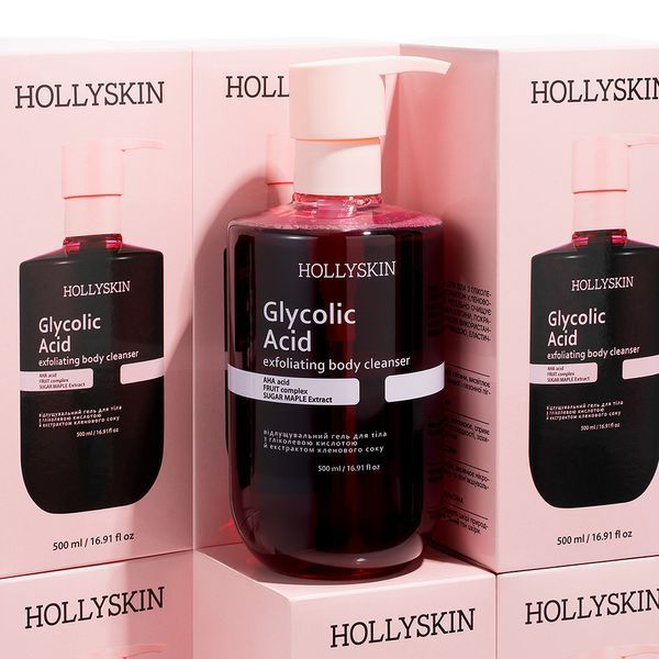 Відлущувальний гель для очищення тіла HOLLYSKIN Glycolic Acid з гліколевою кислотою й екстрактом кленового соку cvsdfvrvwe фото